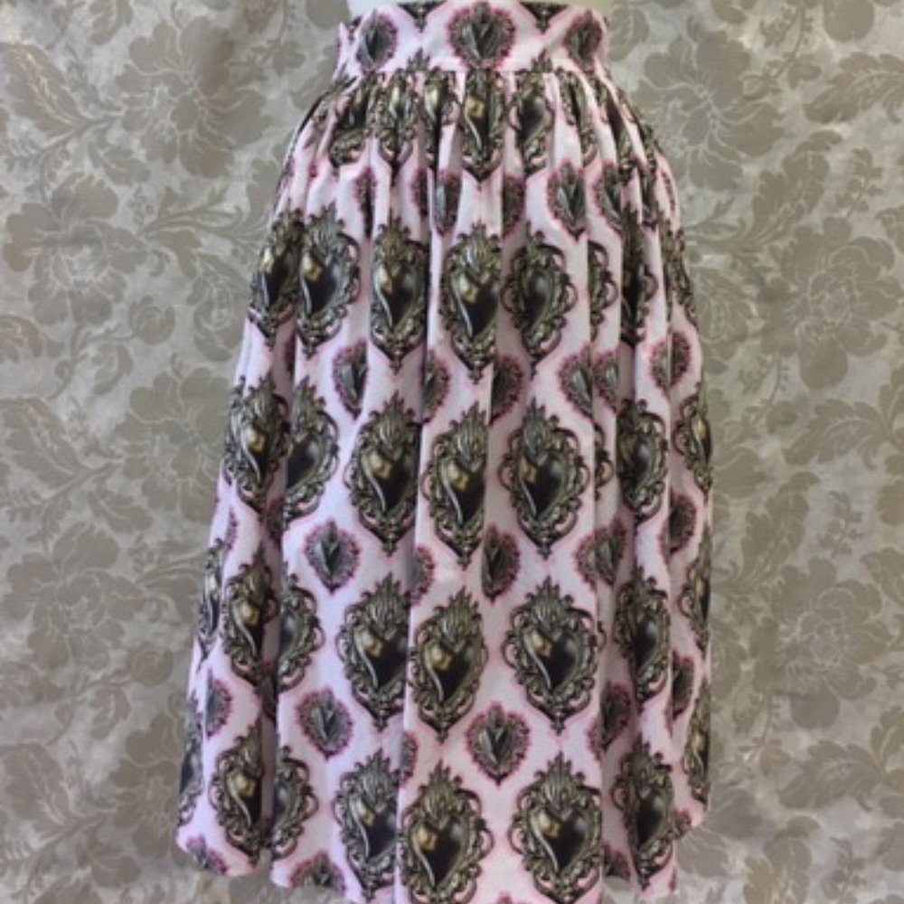Dolce & Gabbana Pink Sacred Heart Midi Skirt